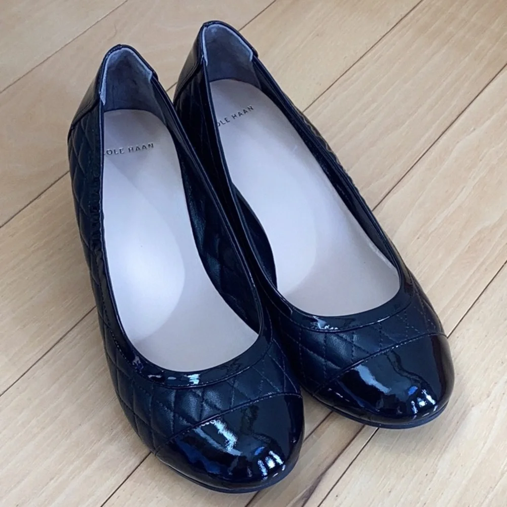Cole Haan x Nike Air quilted black Wedge Shoes Cap Toe. Women’s size 7